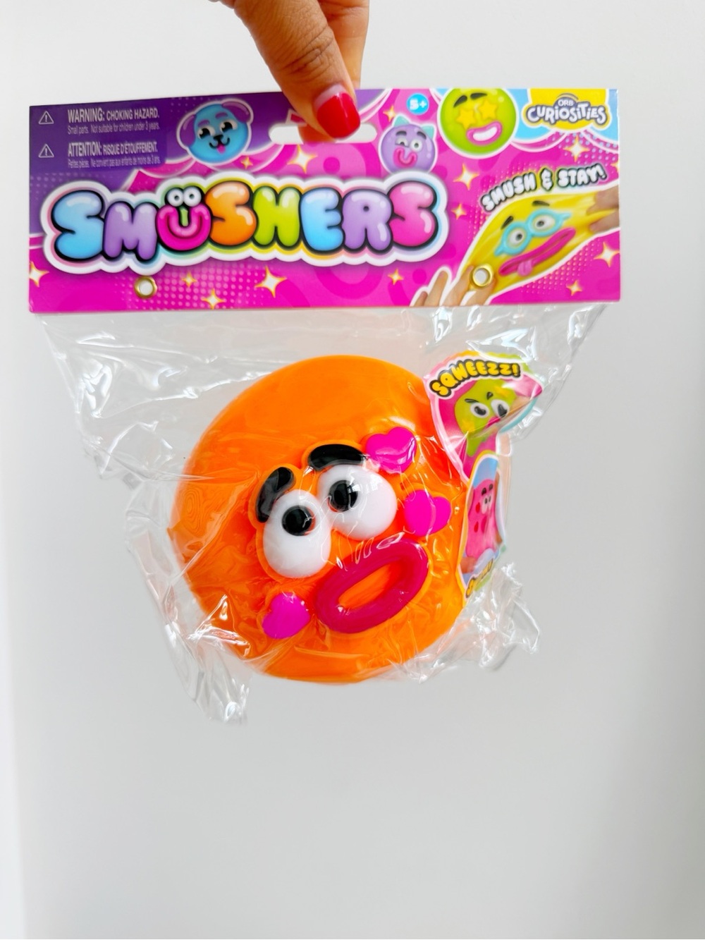 NEW Authentic ORB Smushers Orange Heart Face Squishy – Rare Viral Fidget 🧡